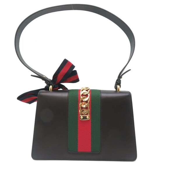 GUCCI Black Leather Sylvie Shoulder Bag - Picture 2 of 9